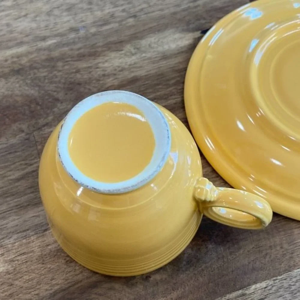 Fiestaware Mid Century Modern Colorful Cup & Saucer Set Original Yellow